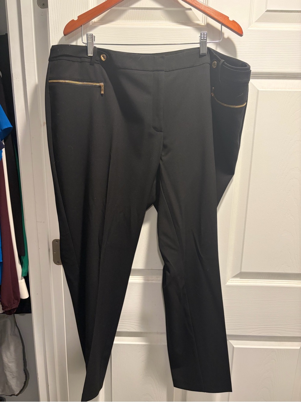 Calvin Klein Black Dress Pants with Gold Zip Accents